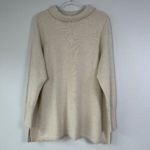 Talbots plus size 2X mock neck pullover sweater cashmere blend beige metallic